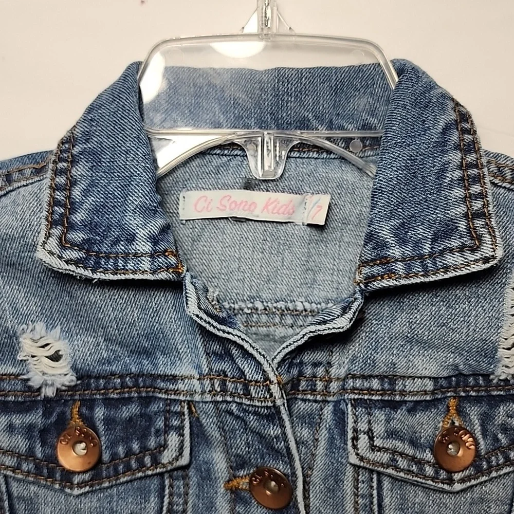 Ci Sono Kids Distressed Denim Jacket blue Size‎ XS/7